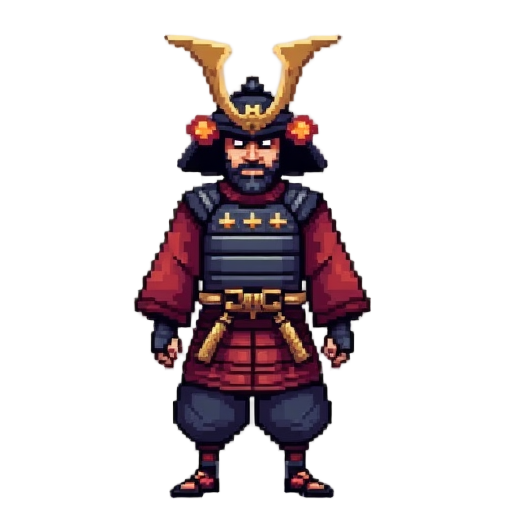 make a samurai character shogun pixel