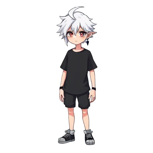 a tennager with white hear, crow earring, black t-shirt