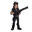 character inspired from the main character of the flashback and another world game , the character is a metalhead, has long air, wearing leather and holding a shotgun
