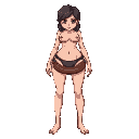 the woman undresses, she has a leather sausage between her legs, from the pelvis