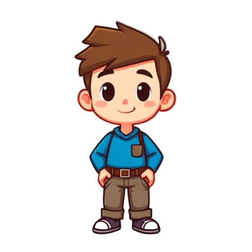 pixel boy with blue shirt and red raif