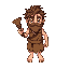caveman,  cartoon style, wearing a tattered animal skin tunic, holding a wooden club, messy hair and beard, big expressive eyes, barefoot, standing pose, simple background (transparent or single color), vibrant but limited pixel palette, clear outlines, c
