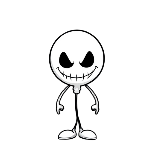create a 1-bit (black/white) balloon character with a creepy smile