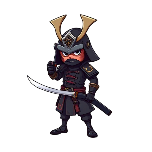 um espadachim com roupa de samurai