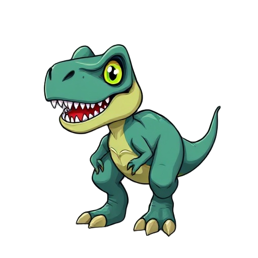 t rex with 1 color and bright eyes