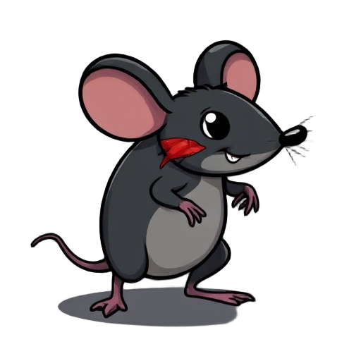 i make a mouse that walks on two legs, all black and injured