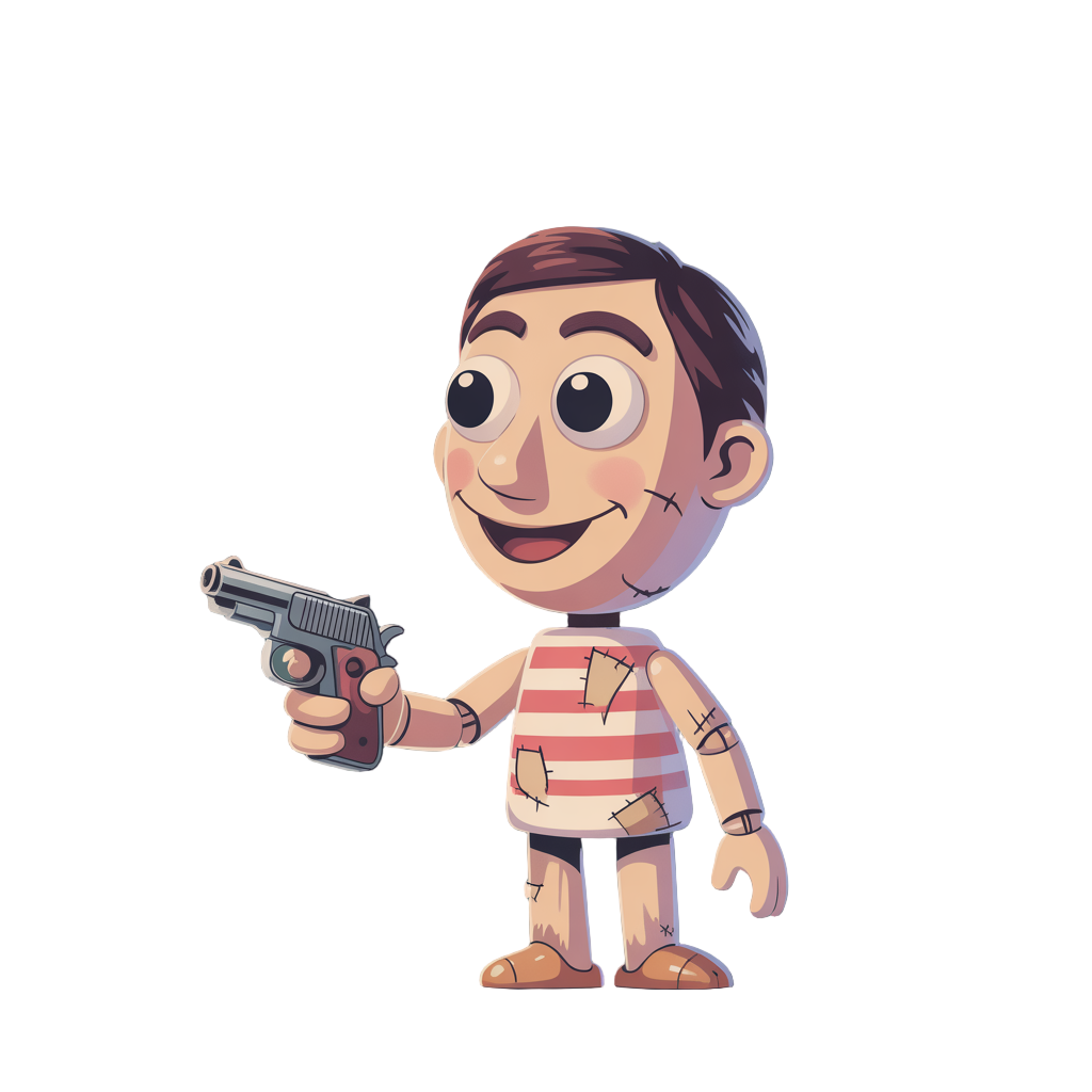 um boneco simples com uma arma