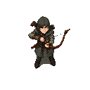 medieval archer standing holding a bow with both hands inspired by dark souls