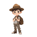 asian boy, with hat, pants, shoes, watch, and bag on his shoulder