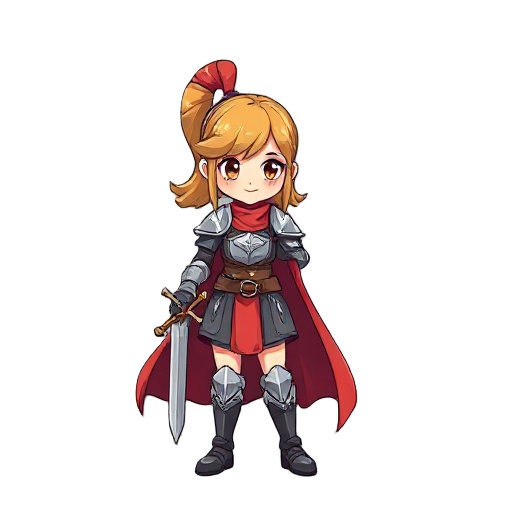 knight girl holding sword 