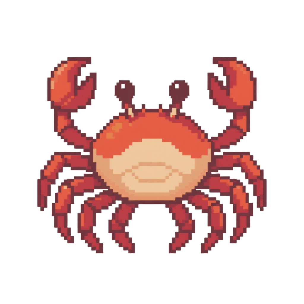 realistic crabpixel art, low details