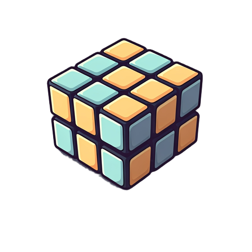 pastel rubik's cube, cute cartoon style, transparent background