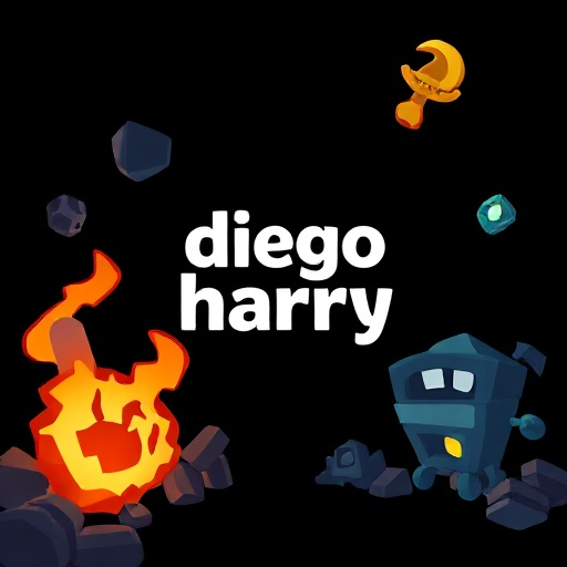 a text in the center that says "diego harry" with a black background