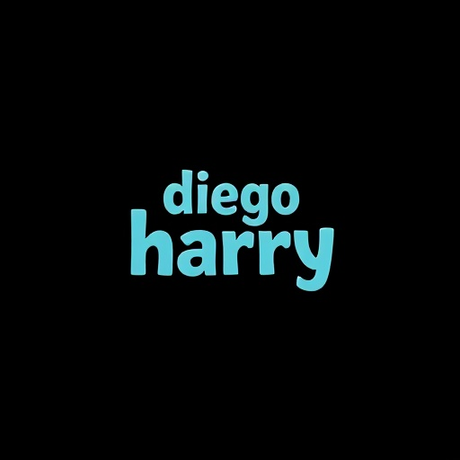 a text in the center that says "diego harry" with a black background