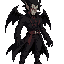 create a high-resolution character illustration of a 2d dark warrior named kai, in king of fighters '98 um ol style. kai wields the power of darkness. his design blends human and monstrous traits — a tall, lean figure with sharp, angular facial features, 