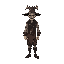 humanoid style  medieval necromancer,  human posture,  man  standing, with clothes and a clear posture when walking. designed for a retro-style farm simulation game.