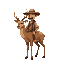 medieval humanoid  humanoid deer with human body, human posture,  man  wearing hat  standing, with clothes and a clear posture when walking.  designed for a retro style farm simulation game.