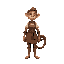 humanoid style  medieval monkey,  human posture,  woman  female  standing, with clothes and a clear posture when walking. designed for a retro-style farm simulation game.