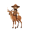 medieval humanoid  humanoid deer, human posture,  man  wearing hat  standing, with clothes and a clear posture when walking.  designed for a retro-style farming simulation game.