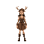 medieval humanoid  humanoid with human body, human posture,  woman  female  with deer antlers  standing, with clothes and a clear posture when walking.  designed for a retro-style farming simulation g