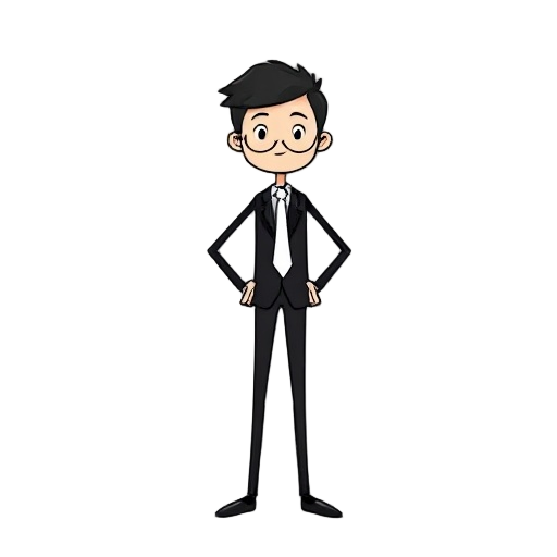 create a stick man in a black suit with a white tie