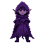elf with dark purple clothes. hoods and robes. 