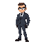 short muscular bodyguard in a suit