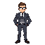 short buff bodyguard in a suit