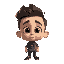 pixar like character with big head and big eyes around 20 years of age