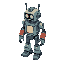1970's postapocalyptic robot named "boogie bot" with lava lamp core