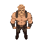 a strong man with curly blonde hair, heroic, big, imponent, game boy advance art style, rpg type