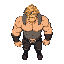 a strong man with curly blonde hair, heroic, big, imponent