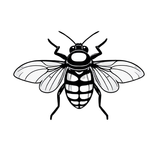 a simple  black and white cicada viewed from above so i can see the wings