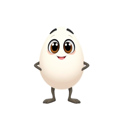 an egg with eyes, legs and arms