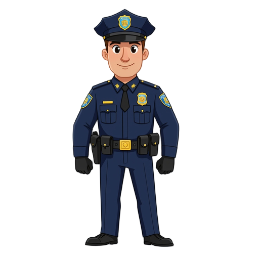 a new york city police officer standing confidently, wearing a standard nypd uniform with badge and utility belt, detailed police hat