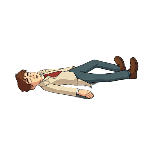  person lying on the ground, unconscious. the style is vintage, moody, and cinematic — evocative of classic detective fiction covers.