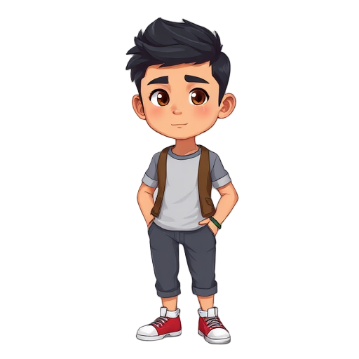 a young kazakh man, about 20 years old, medium athletic build. short straight black hair, brown eyes, tanned skin. defined cheekbones, straight nose. thoughtful calm expression. wearing casual clothes