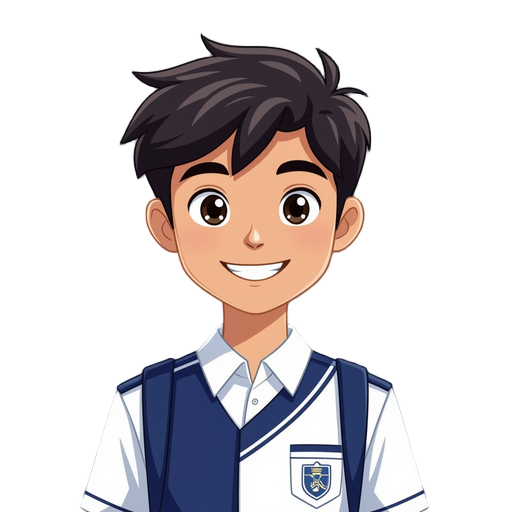 a student wearing a white and blue uniform, characteristic of high school students in indonesia