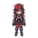armored realistic girl with red lightning effects