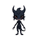 minimalist dark feminin creature, only eyes and teeth can be visible