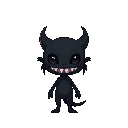 minimalist dark feminin creature, only eyes and teeth can be visible