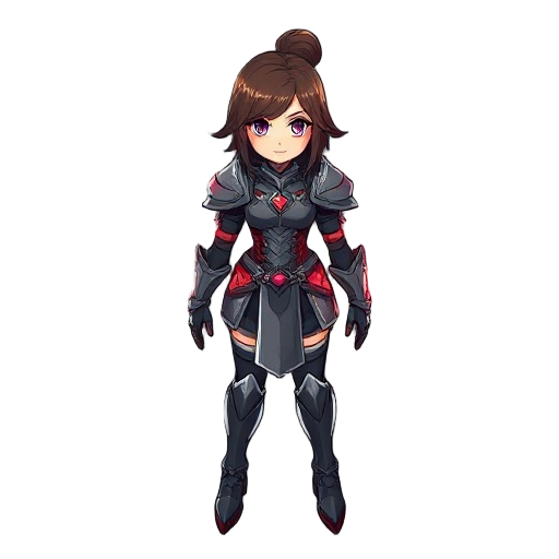 armored realistic girl with red lightning effects
