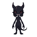 minimalist dark feminin creature, only eyes and teeth can be visible
