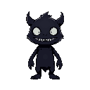 minimalist dark creature, only eyes and teeth can be visible