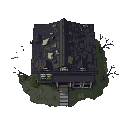 damage house from zombie apocalypse  topdown view
