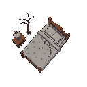 bed from zombie apocalypse  topdown view