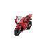 an isometric pixel art of a red motogp motorcycle, saluting with two fingers, flat background