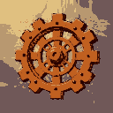 brown steampunk gear wheel with cool background