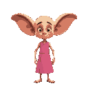 bald man with huge ears and pink dress