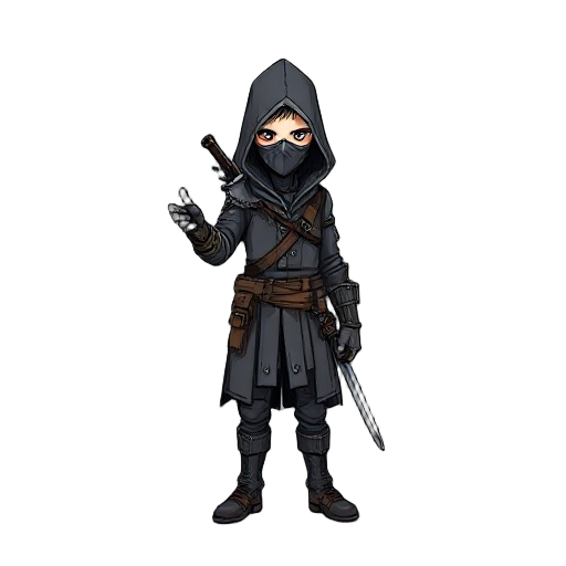 hand draw of bloodborne hunter with no hat, with mask, t-pose